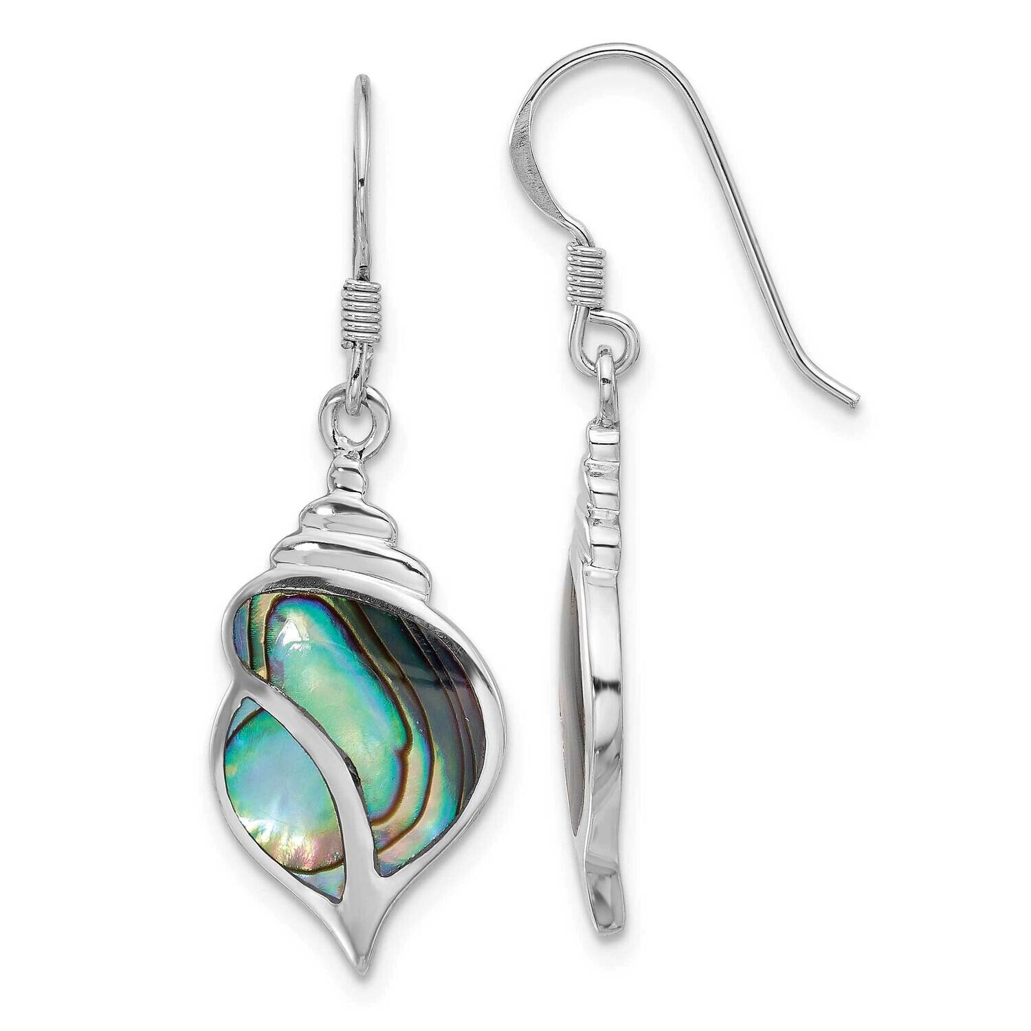 Polished Abalone Dangle Shell Earrings Sterling Silver Rhodium-Plated QE17568, MPN: QE17568,