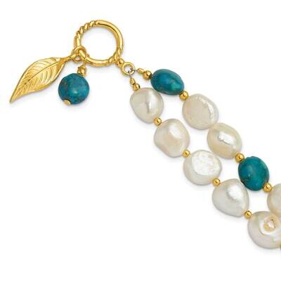 Gold-Plated Fwc Pearl Recon Zircon Toggle Bracelet 7.5 Inch Sterling Silver QH5700-7.5, MPN: QH5700…