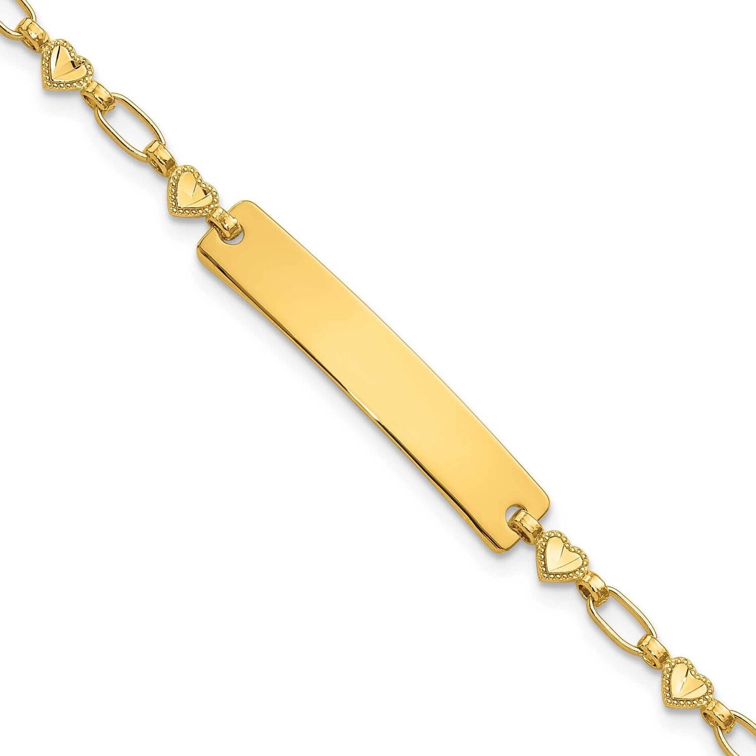 Gold-Tone 7.5 Inch Hearts Id Bracelet Sterling Silver QID246GP-7.5, MPN: QID246GP-7.5,