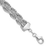 Rope Link Fancy 7 Inch Bracelet Sterling Silver Rhodium-Plated QG6518-7, MPN: QG6518-7,