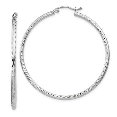 2mm Diamond Cut Hoop Earrings Sterling Silver QE4465SP, MPN: QE4465SP,