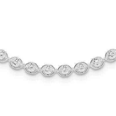 Diamond Cut Beaded Necklace Sterling Silver Polished QG6527-18, MPN: QG6527-18,