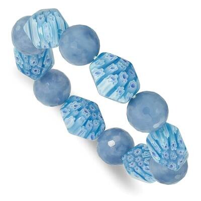 Blue Agate Kangsai Glass Beaded Stretch Bracelet QH5744, MPN: QH5744,