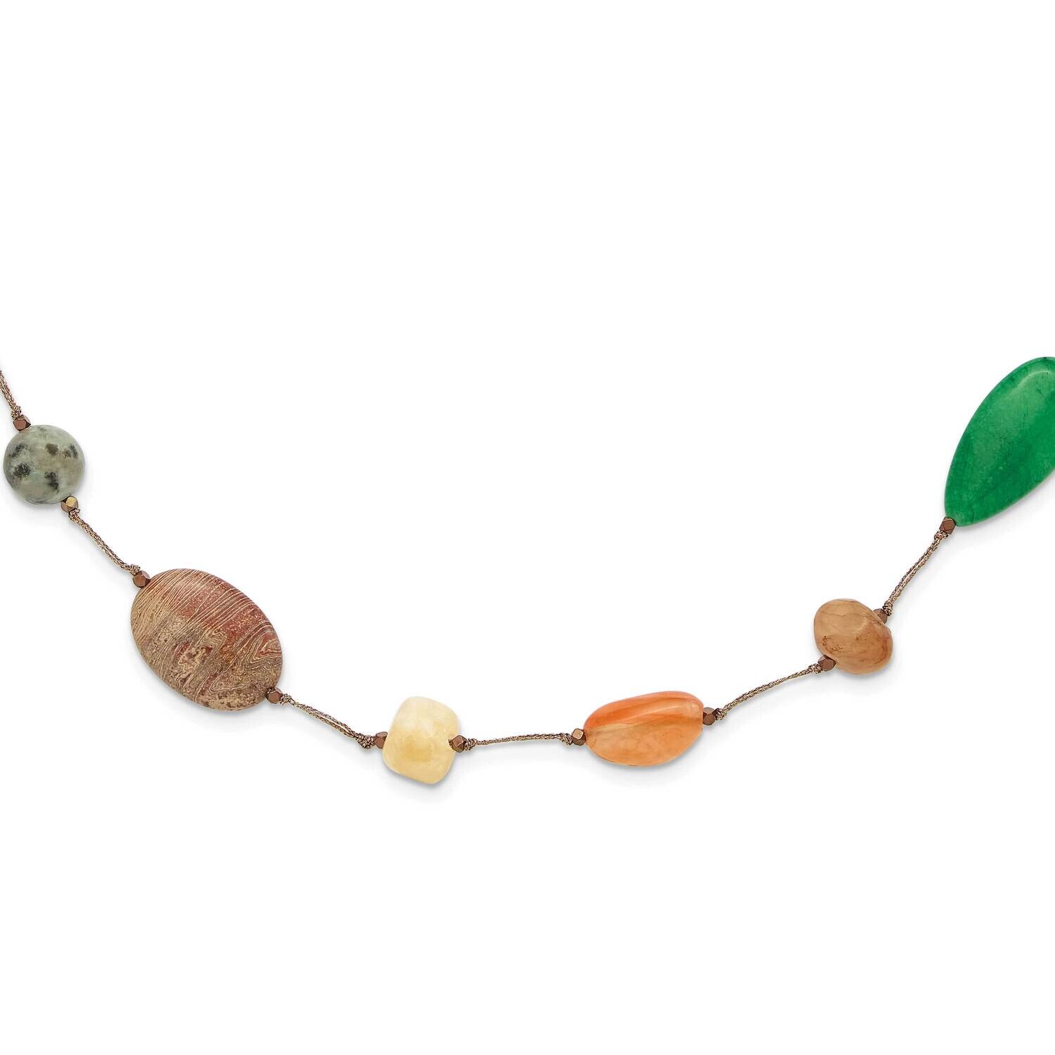Multi Stone Metallic Yarn 35 Inch Necklace Sterling Silver QH5711-35, MPN: QH5711-35,