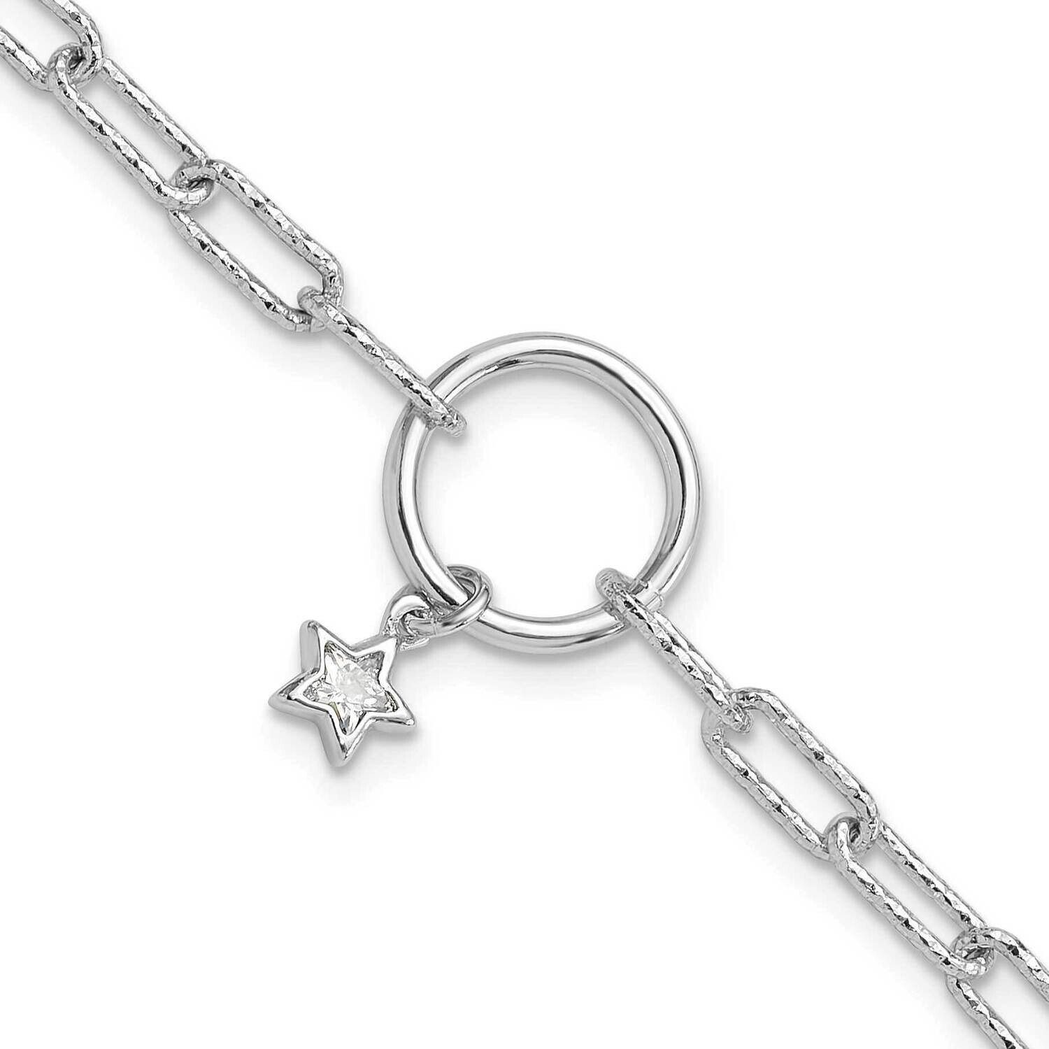 Diamond-Cut CZ Star 7 Inch 1 Inch Extender Bracelet Sterling Silver Rhodium-Plated QG6375-7, MPN: Q…