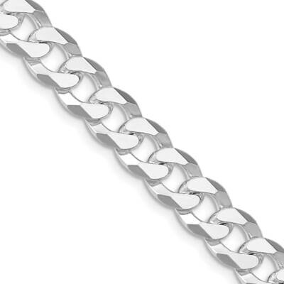 8.5mm Beveled Curb Chain 26 Inch Sterling Silver Rhodium-Plated QFB210R-26, MPN: QFB210R-26,