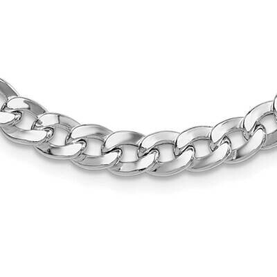 Rh-Plated 7.25mm Circle Clasp Curb Link 16 Inch Necklace Sterling Silver QG6511-16, MPN: QG6511-16,