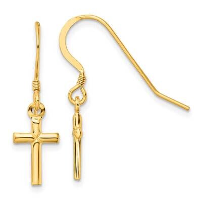 Gold-Tone Polished &#39;X&#39; Cross Dangle Earrings Sterling Silver QE6914GP, MPN: QE6914GP,