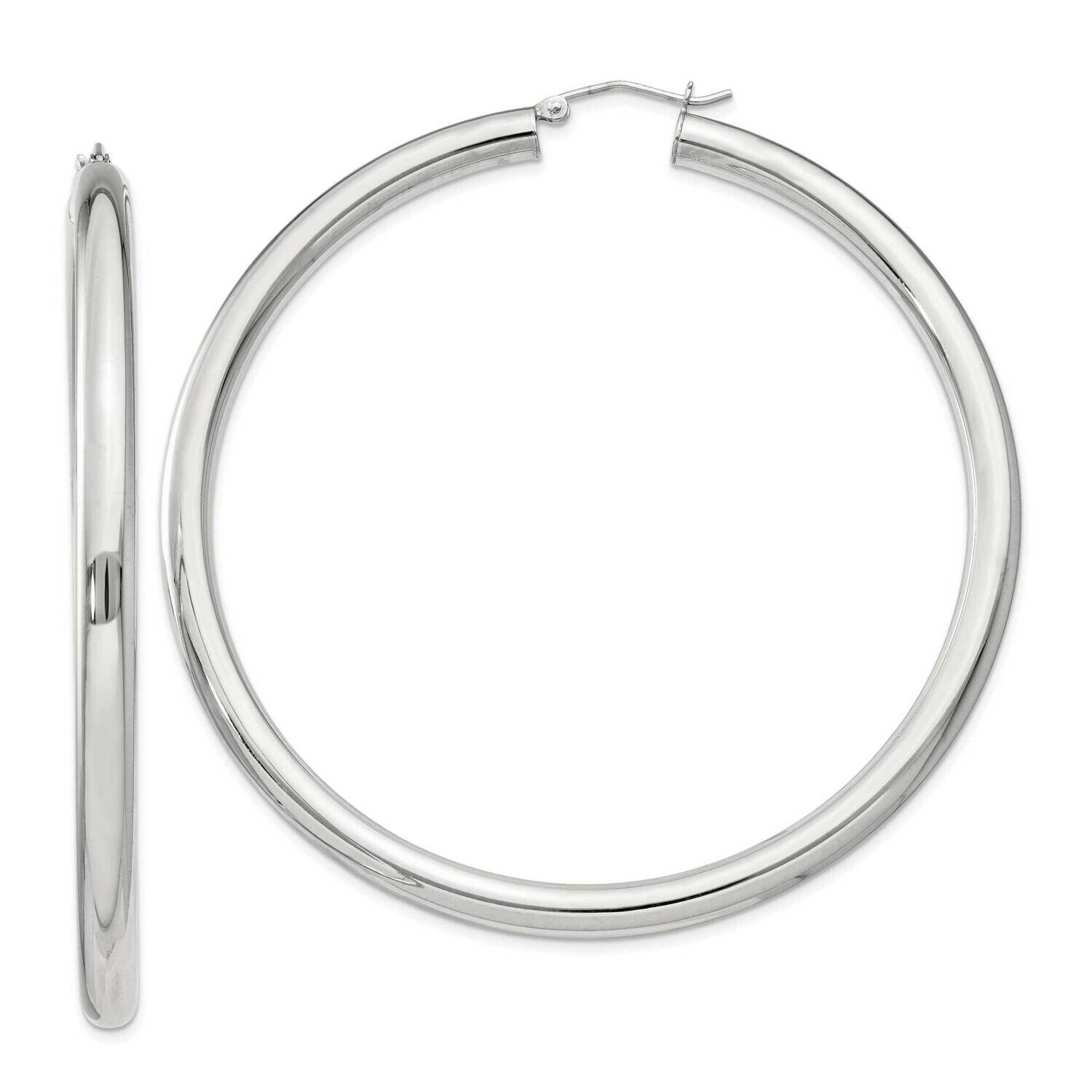 4mm Round Hoop Earrings Sterling Silver QE4405SP, MPN: QE4405SP,