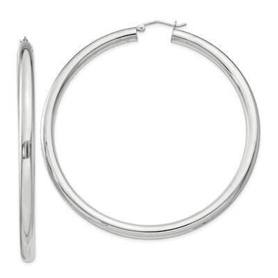 4mm Round Hoop Earrings Sterling Silver QE4405SP, MPN: QE4405SP,