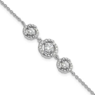 Fancy CZ 7 Inch 1 Inch Extension Bracelet Sterling Silver Rhodium-Plated QG6488-7, MPN: QG6488-7,