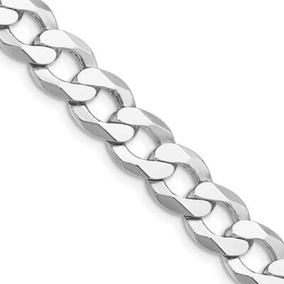9.75mm Flat Curb Chain 24 Inch Sterling Silver Rhodium-Plated QLB250R-24, MPN: QLB250R-24,