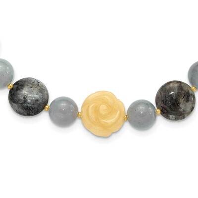 Gold-Plated Agate Labradorite Jade 2 Inch Extender Necklace Sterling Silver QH5714-17, MPN: QH5714-…