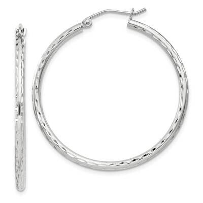 2mm Diamond Cut Hoop Earrings Sterling Silver QE4463SP, MPN: QE4463SP,