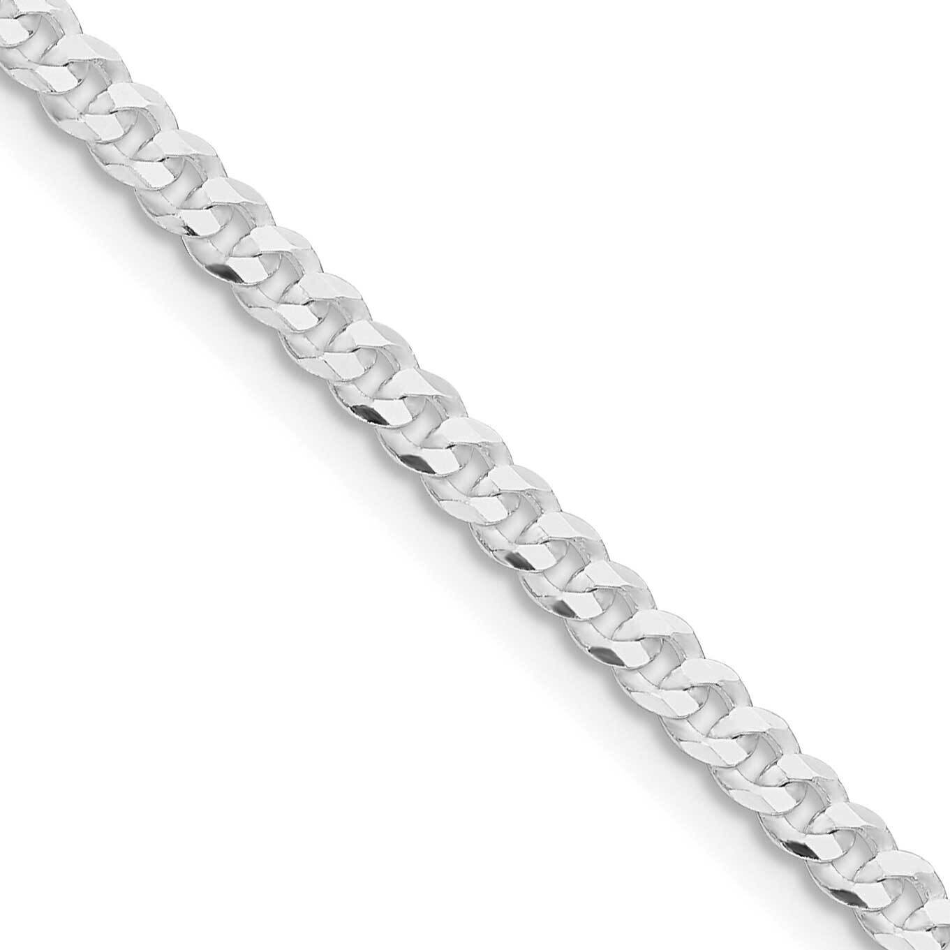3.15mm Flat Curb Chain 20 Inch Sterling Silver Rhodium-Plated QLB080R-20
