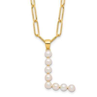 Gold-Plated 3-5.5mm Fwc Pearl Letter L 18 Inch Necklace Sterling Silver QH5808GPL-18, MPN: QH5808GP…