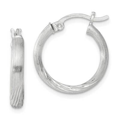2.5mm Polished Satin Diamond-Cut Hoop Earrings Sterling Silver QE4430SP, MPN: QE4430SP,