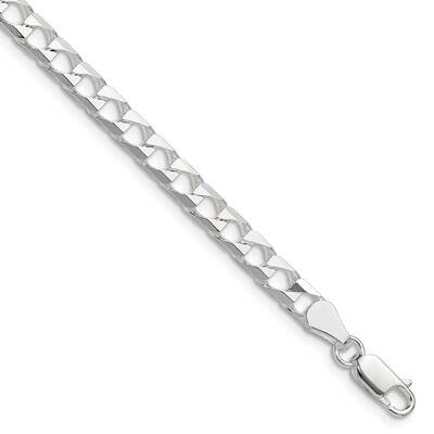 Diamond-Cut 5mm Flat Curb Link Chain 9 Inch Sterling Silver Polished QFOC180-9, MPN: QFOC180-9,