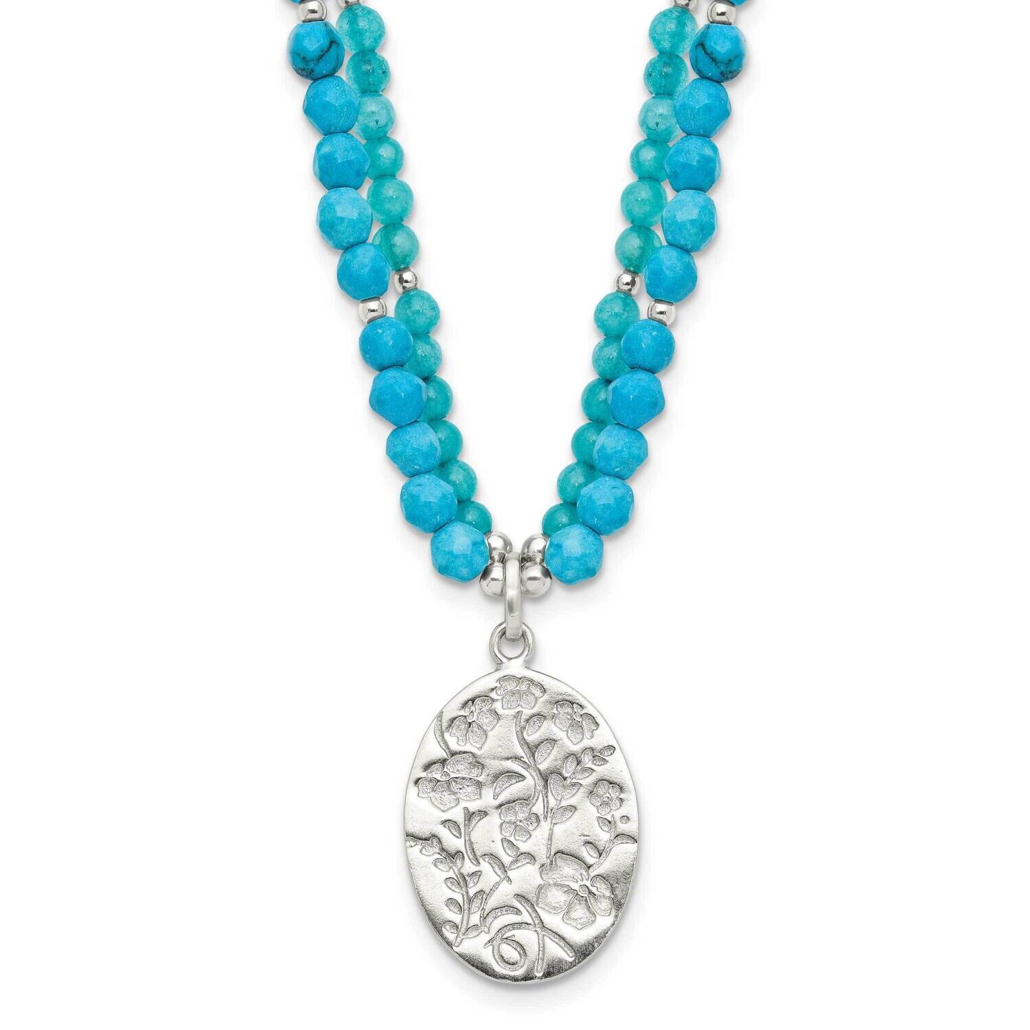 Recon Magnesite Indicolite Quartz 2 Inch Extension Necklace Sterling Silver QH5696-17, MPN: QH5696-…