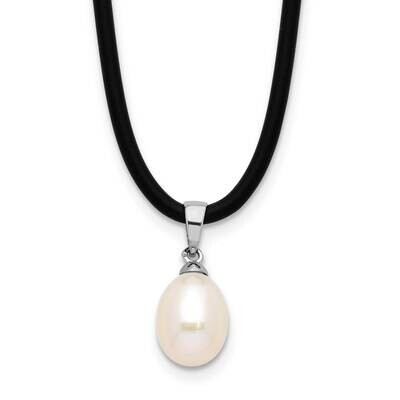 7-8mm Fwc Pearl 18 Inch Silicone Necklace Sterling Silver Rhodium-Plated QH5803-18 by Men&#39;s Jewelry…