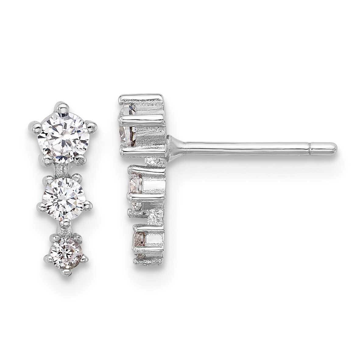 Polished CZ Star Post Earrings Sterling Silver Rhodium-Plated QE17121, MPN: QE17121,