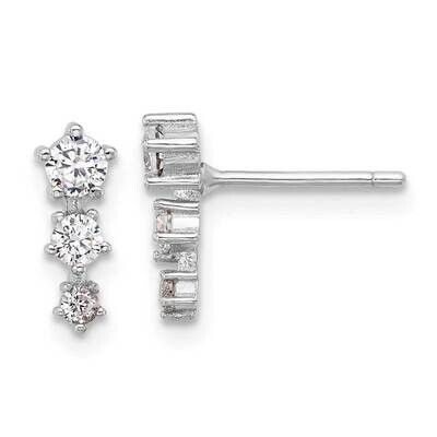 Polished CZ Star Post Earrings Sterling Silver Rhodium-Plated QE17121, MPN: QE17121,