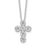 CZ Cross 16 Inch 2 Inch Extension Necklace Sterling Silver Rhodium-Plated QG6572-16, MPN: QG6572-16,