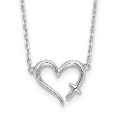 Heart Cross 13 Inch 2 Inch Extender Necklace Sterling Silver Rhodium-Plated QG6588-13, MPN: QG6588-…