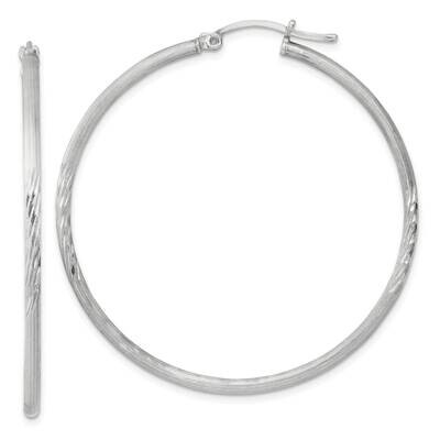2mm Polished Satin Diamond-Cut Hoop Earrings Sterling Silver QE4422SP, MPN: QE4422SP,