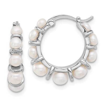 2-5mm Fwc Pearl Round Hoop Earrings Sterling Silver Rhodium-Plated QE17249, MPN: QE17249,