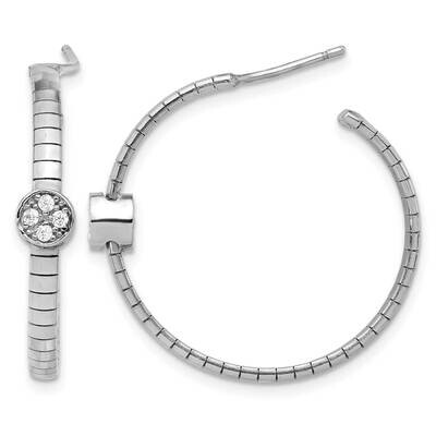 Polished CZ Post Hoop Earrings Sterling Silver Rhodium-Plated QG6523E, MPN: QG6523E,