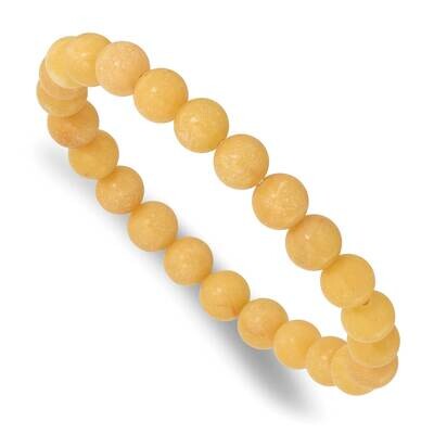 Yellow Jade 8mm Beaded Stretch Bracelet QH5731, MPN: QH5731,