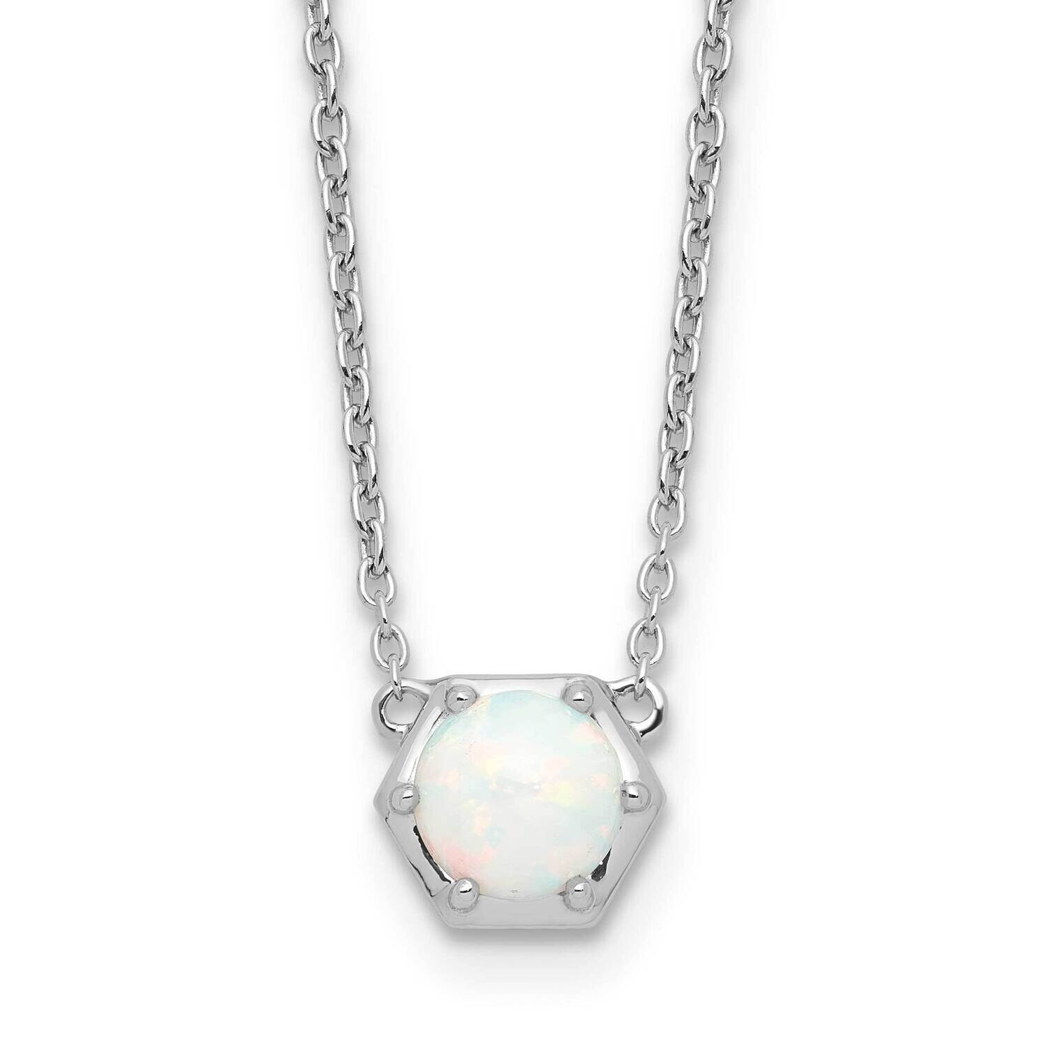 Polished Created Opal 18 Inch Necklace Sterling Silver Rhodium-Plated QG6743-18, MPN: QG6743-18,