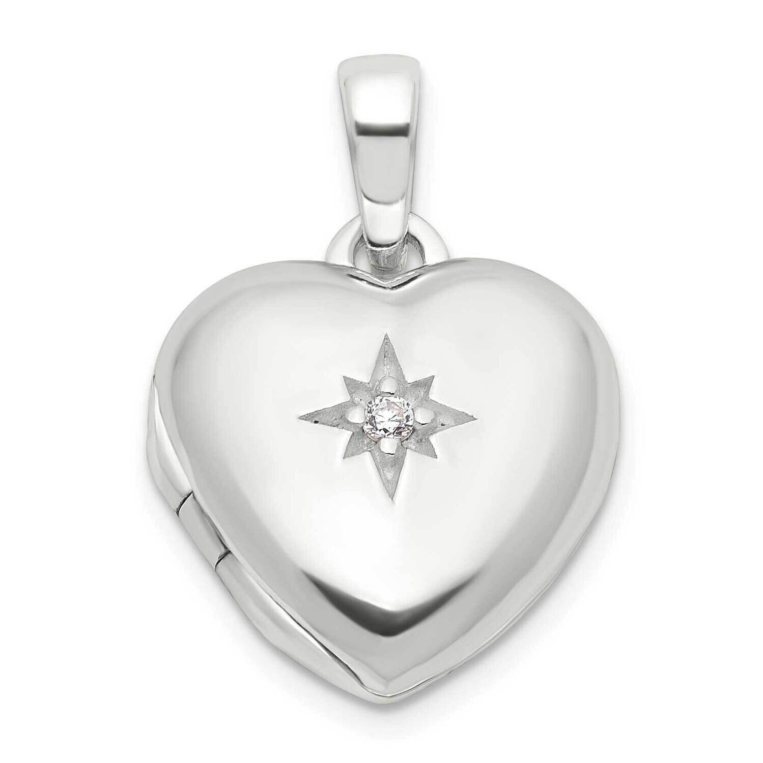 E-Coated CZ 13mm Heart Locket Sterling Silver QLS1137, MPN: QLS1137,