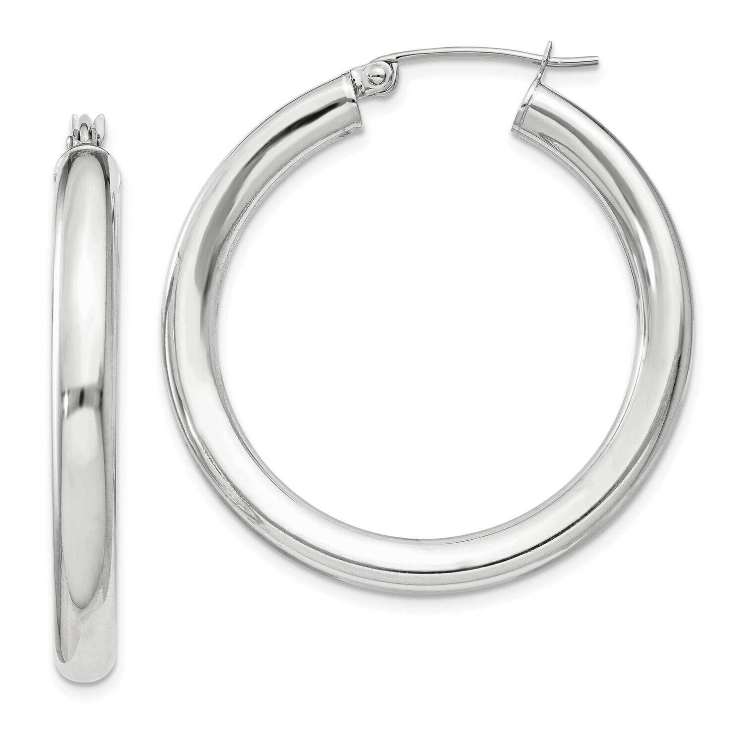 4mm Round Hoop Earrings Sterling Silver QE816SP, MPN: QE816SP,