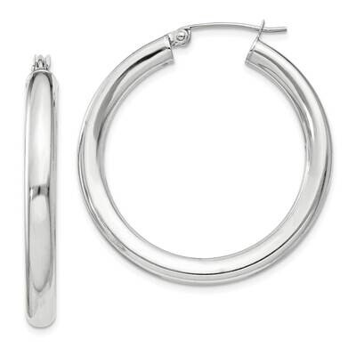 4mm Round Hoop Earrings Sterling Silver QE816SP, MPN: QE816SP,