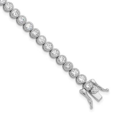 4mm Round CZ 7.5 Inch Tennis Bracelet Sterling Silver Rhodium-Plated QG6457-7.5, MPN: QG6457-7.5,