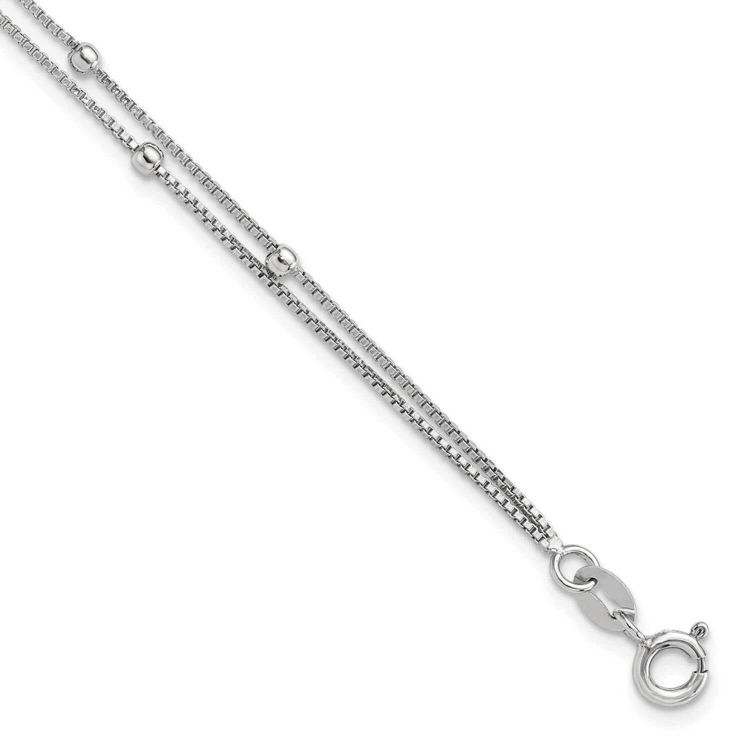 Polished Beaded 2 Str7.5 Inch Bracelet Sterling Silver Rhodium-Plated QG6419-7.5, MPN: QG6419-7.5,