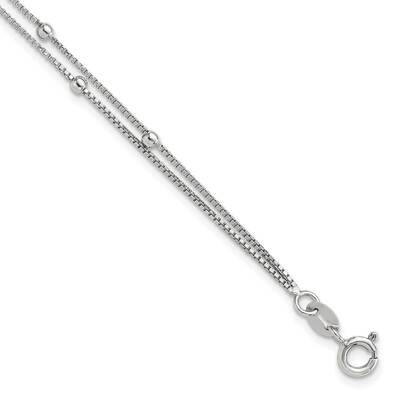 Polished Beaded 2 Str7.5 Inch Bracelet Sterling Silver Rhodium-Plated QG6419-7.5, MPN: QG6419-7.5,