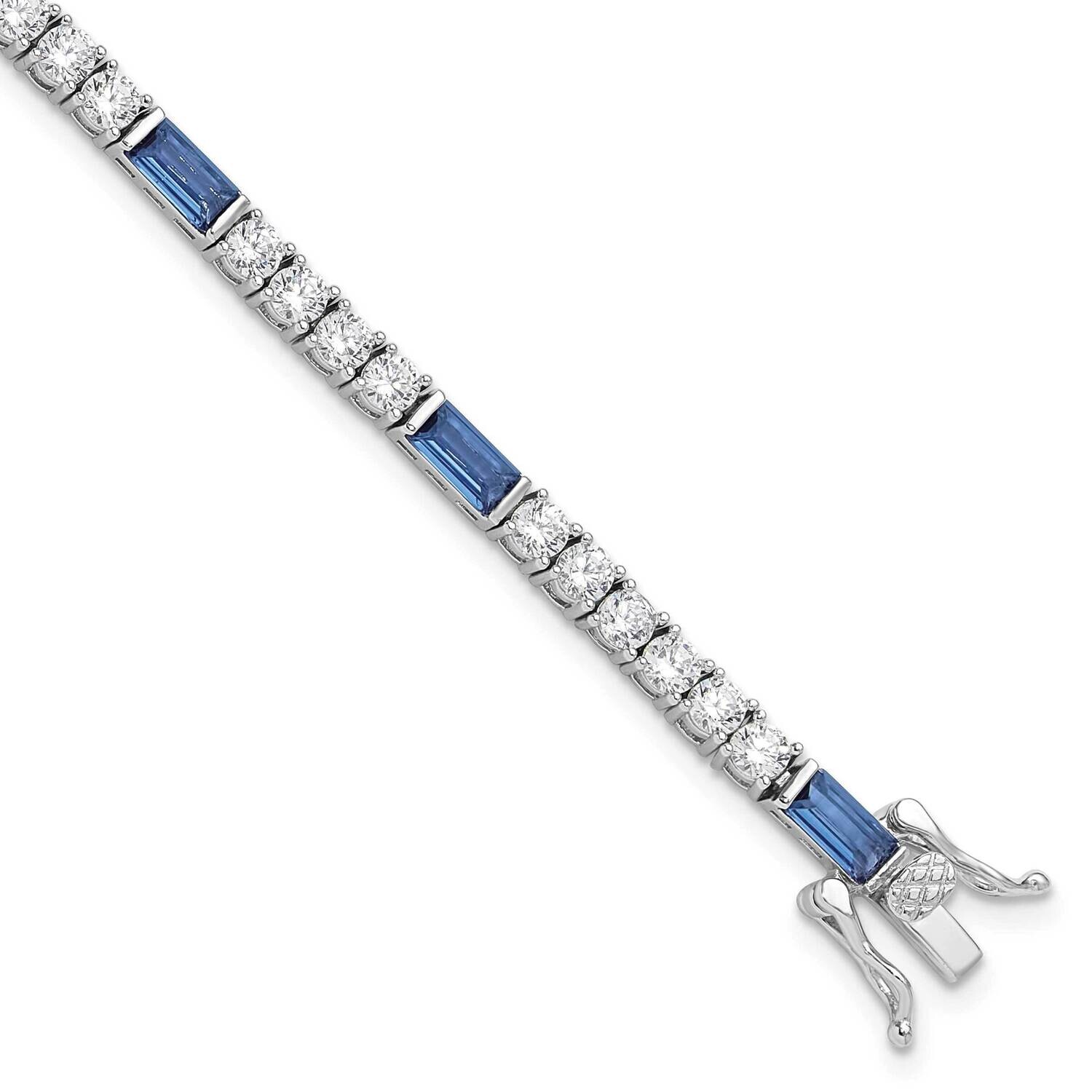 Blue White CZ 7.25 Inch Tennis Bracelet Sterling Silver Rhodium-Plated QG6473-7.25, MPN: QG6473-7.2…