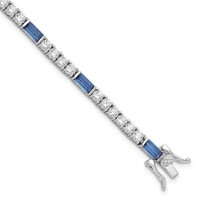 Blue White CZ 7.25 Inch Tennis Bracelet Sterling Silver Rhodium-Plated QG6473-7.25, MPN: QG6473-7.2…