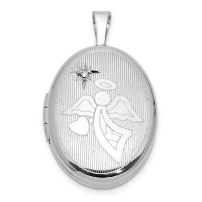 Diamond 19mm Angel Oval Locket Sterling Silver Rhodium-Plated QLS1160, MPN: QLS1160,