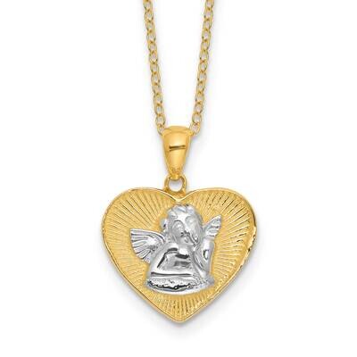 Gold-Tone Angel In Heart 18 Inch Necklace Sterling Silver QG6586-18, MPN: QG6586-18,