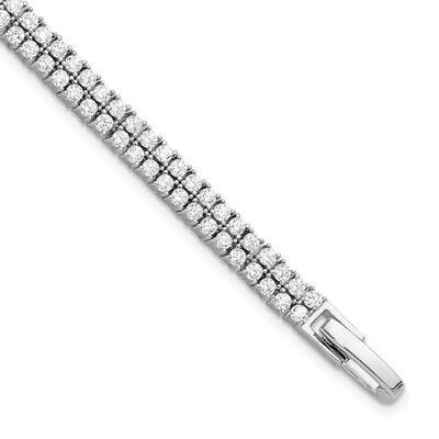 Double Row CZ 7.25 Inch Tennis Bracelet Sterling Silver Rhodium-Plated QG6428-7.25, MPN: QG6428-7.2…