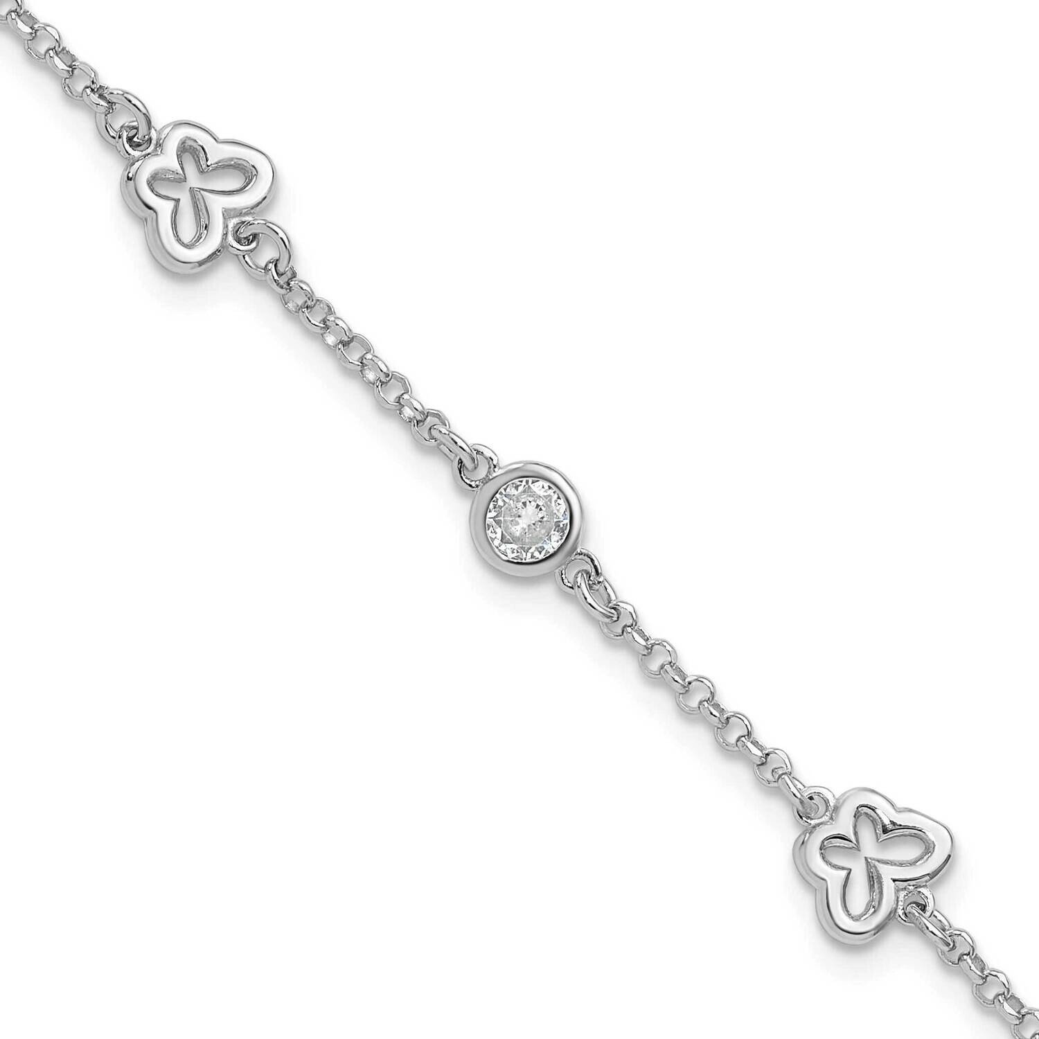 CZ Butterfly 1 Inch Extender Children&#39;s Bracelet Sterling Silver Rhodium-Plated QG6736-5.5, MPN: QG…