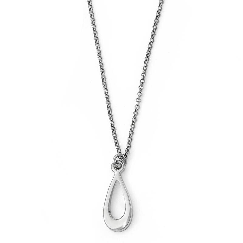 Teardrop 1 Inch Extender Necklace Sterling Silver Polished QLF703-17