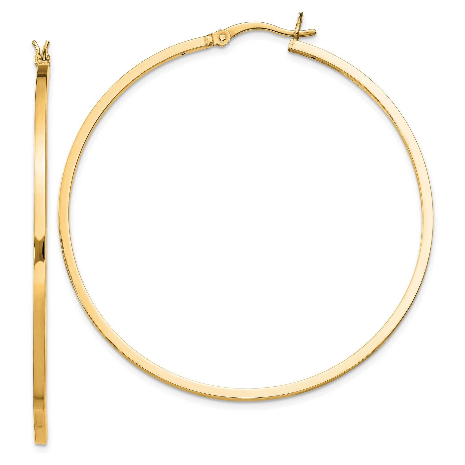 Flash Gold-Plated 1.5X50mm Hoop Earrings Sterling Silver QE8104GP, MPN: QE8104GP,