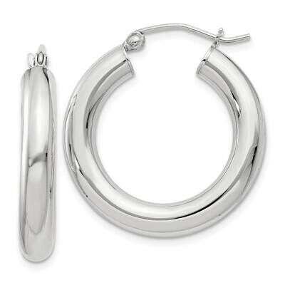 4mm Round Hoop Earrings Sterling Silver QE4402SP, MPN: QE4402SP,