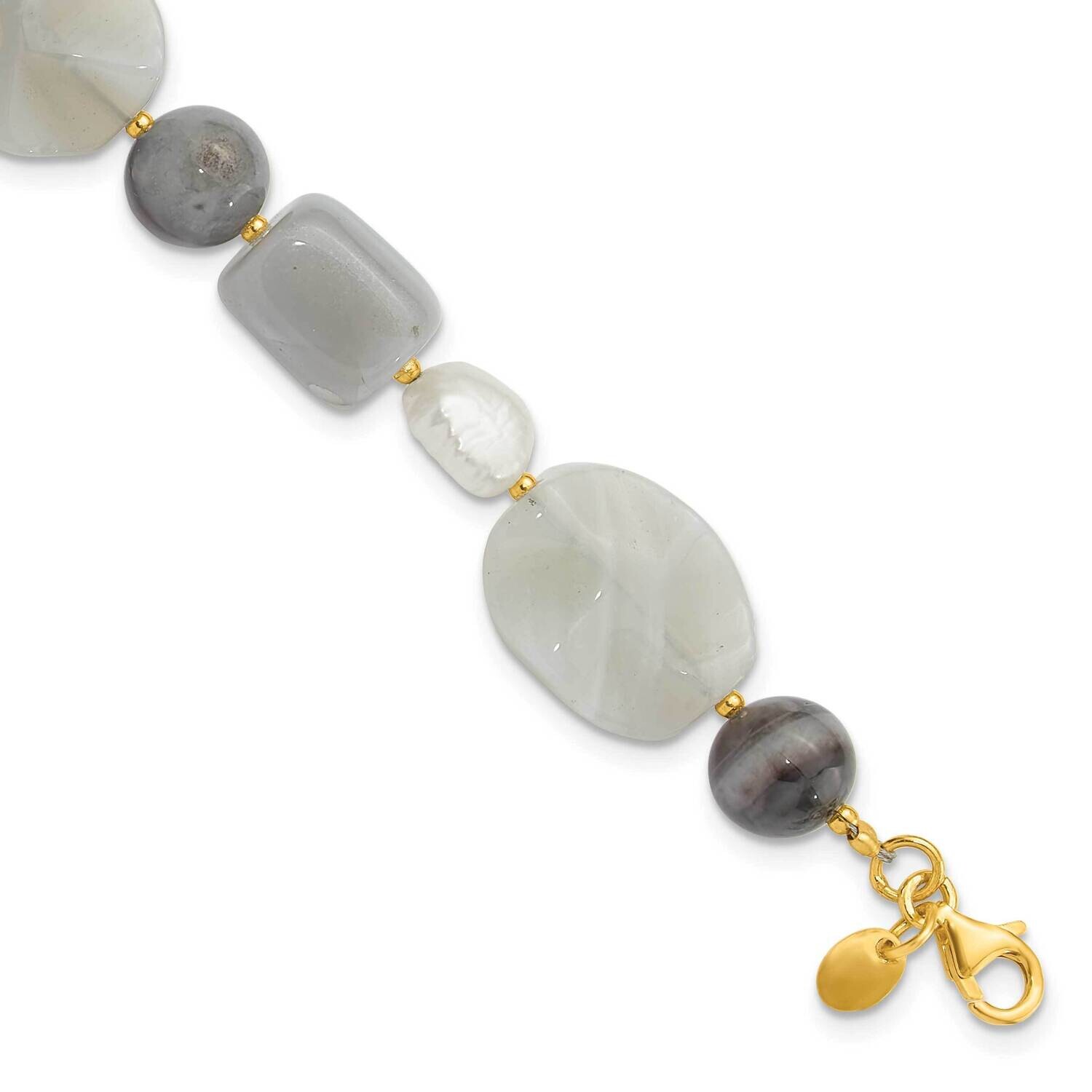 Gold-Plated Fwc Pearl Agate Sardonyx 1 Inch Extension Bracelet Sterling Silver QH5702-8, MPN: QH570…