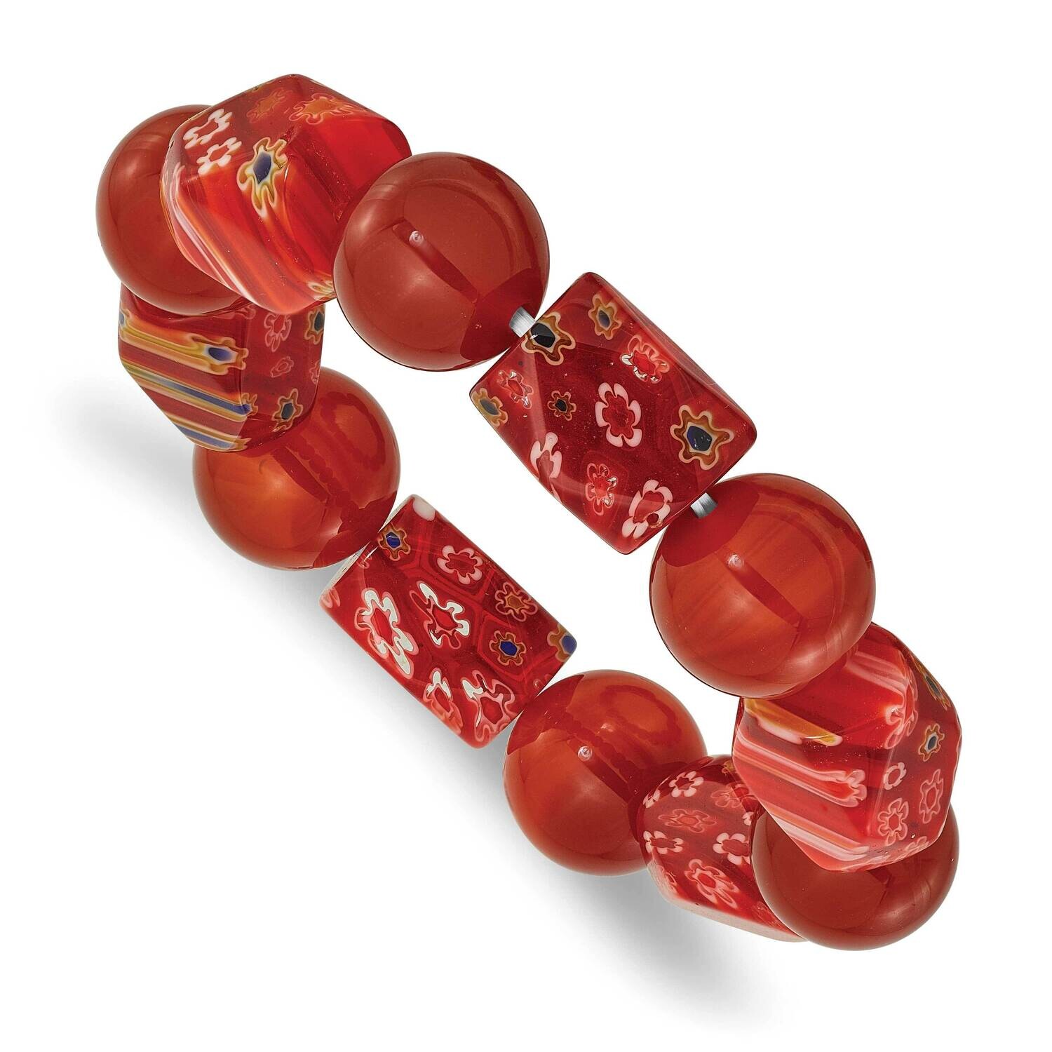 Carnelian Kangsai Glass Beaded Stretch Bracelet QH5747, MPN: QH5747,